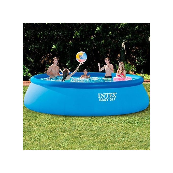 Intex 26166NP Easy Set Piscina Fuori Terra Gonfiabile Rotonda 457x107 cm 12430 L Pompa Filtro 3785 L-h Scaletta colore Blu