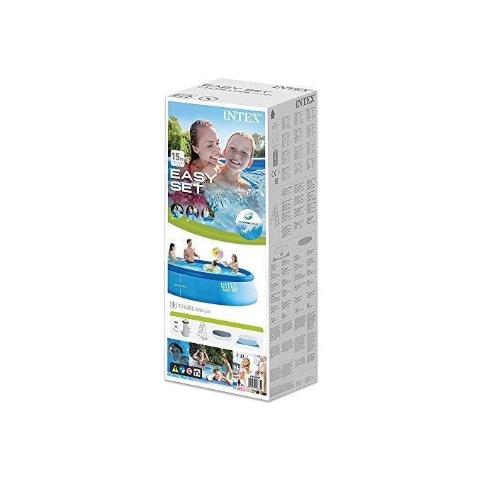 Intex 26166NP Easy Set Piscina Fuori Terra Gonfiabile Rotonda 457x107 cm 12430 L Pompa Filtro 3785 L-h Scaletta colore Blu