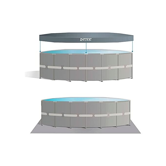 Intex 26334NP Piscina Fuori Terra Ultra XTR Frame Rotonda Pompa Filtro 7900 L-h Scaletta Telo Base e Copertura 30079 L Acciaio e PVC Grigio 610x122 cm 610x122cm Rotonda Accessori