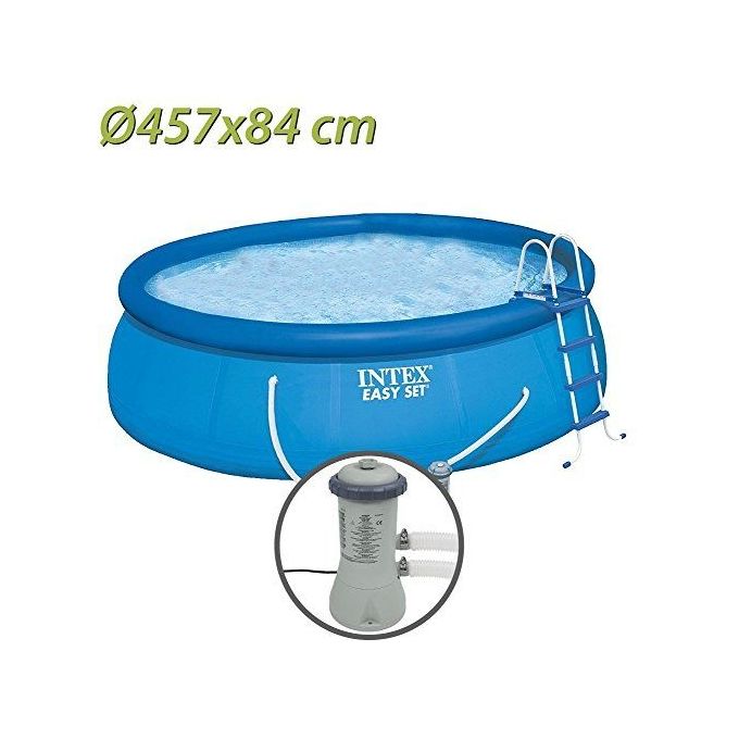 Intex 28158NP Easy Set Piscina Fuori Terra Rotonda 457x84 cm 9792 L Pompa Filtro a Cartuccia 2006 L-h colore Azzurro