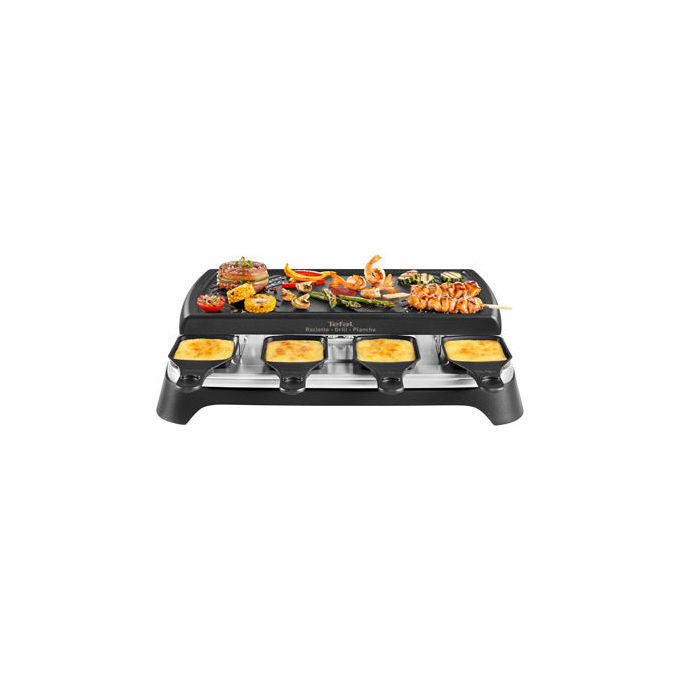 Tefal RE459812 Griglia per Raclette 8 persone Potenza 1350 W con Piastre Rimovibili e Rivestitura Antiaderente colore Nero