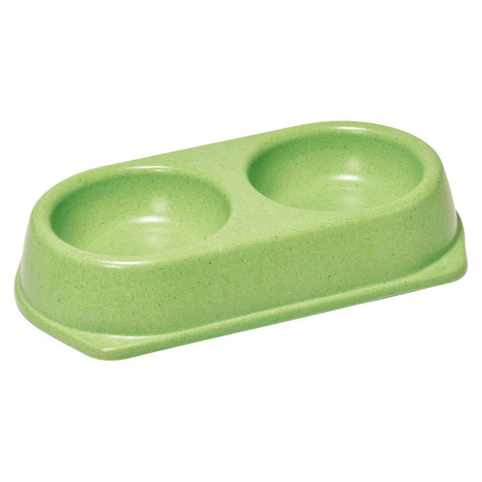 Record Ciotola doppia in bamboo con gommini antiscivolo  22,5 cm - Capacita' 2x 180 ml Verde