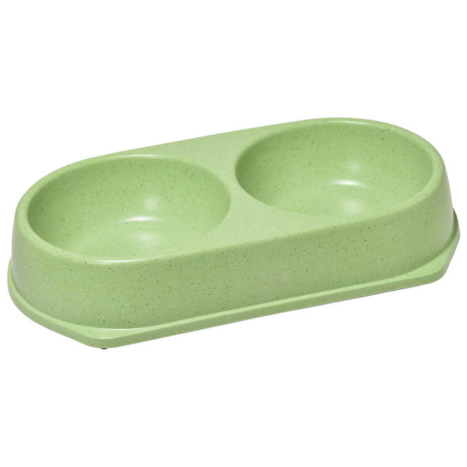Record Ciotola doppia in bamboo con gommini antiscivolo  30,5 cm - Capacita' 2x 450 ml Verde