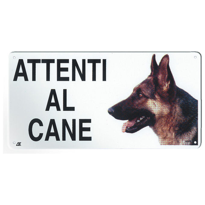 Record Targa in metallo Attenti al cane con immagine cane 20 x 10 cm