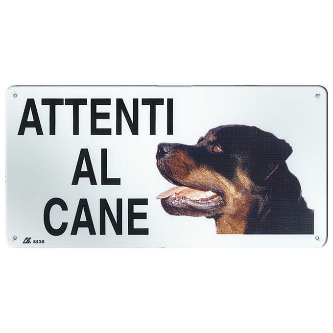 Record Targa in metallo Attenti al cane con immagine cane 20 x 10 cm