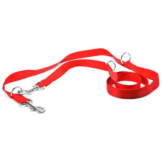 Record Guinzaglio da addestramento per cani con doppio moschettone L - 2,3 cm-Lunghezza 220 cm Rosso