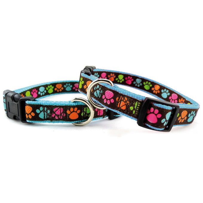 Record Collare per cani in Nylon linea Zampine S - 1,9 cm-Circonferenza 45-50 cm Azzurro