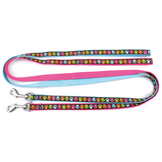 Record Guinzaglio per cani in Nylon linea Zampine L - 1,9 cm-Lunghezza 120 cm Rosa