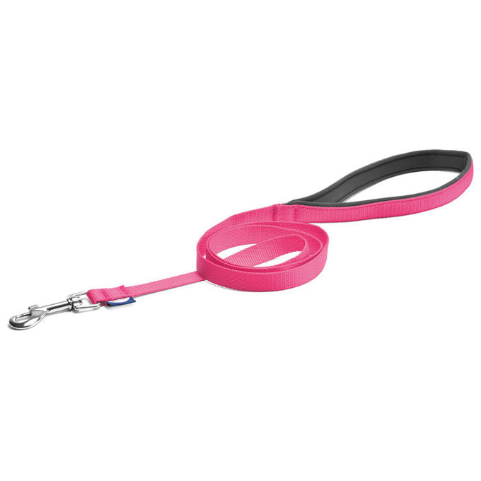 Record Guinzaglio per cani in Nylon con maniglia in neoprene L - 2,5 cm-Lunghezza 120 cm Rosa