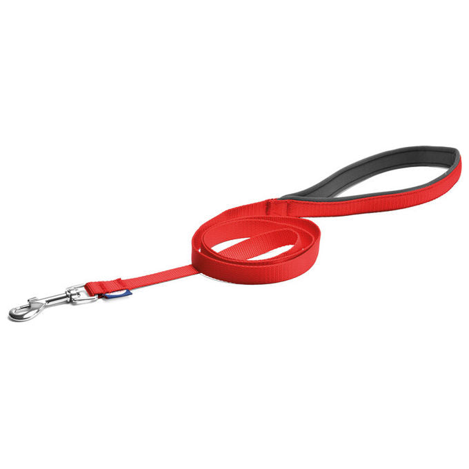 Record Guinzaglio per cani in Nylon con maniglia in neoprene L - 2,5 cm-Lunghezza 120 cm Rosso