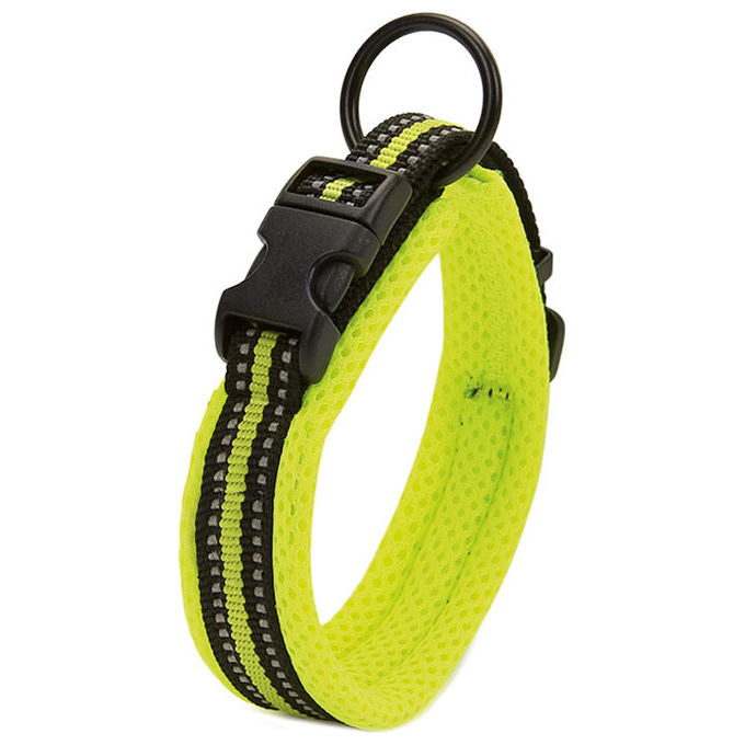Record Collare per cani in nylon con dettagli catarifrangenti Ande XXS - 1,5 cm-Circonferenza 28-30 cm Giallo