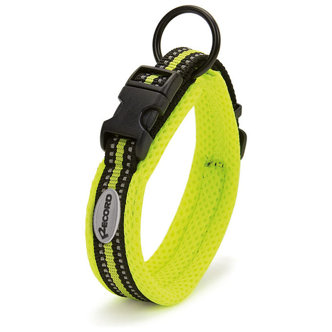 Record Collare per cani in nylon con dettagli catarifrangenti Ande M - 2 cm-Circonferenza 40-45 cm Giallo