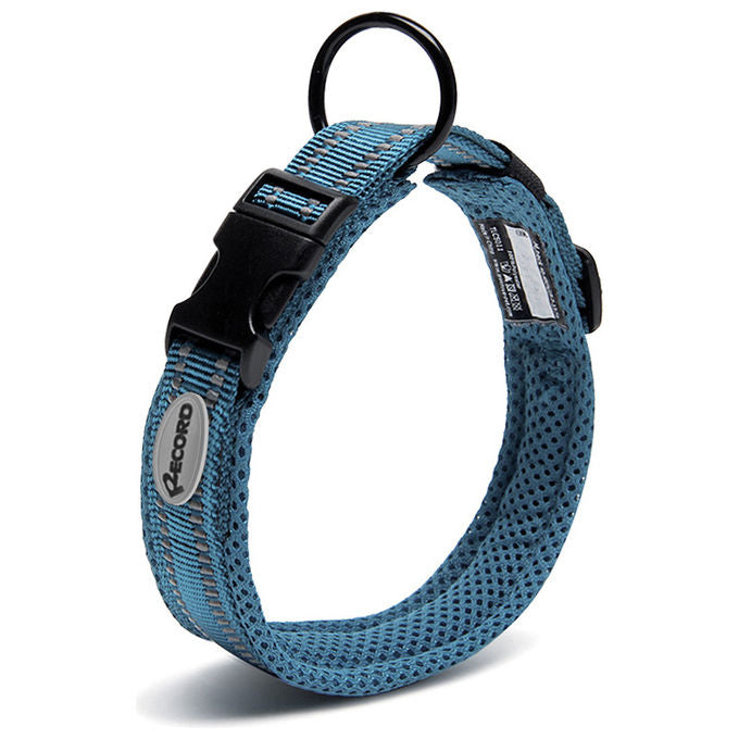 Record Collare per cani in nylon con dettagli catarifrangenti Ande L - 2 cm-Circonferenza 45-50 cm Blu