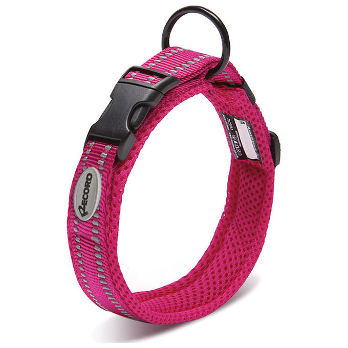 Record Collare per cani in nylon con dettagli catarifrangenti Ande L - 2 cm-Circonferenza 45-50 cm Fucsia