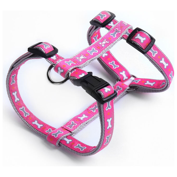 Record Pettorina per cani Ossicini M - Circonferenza 35-50 cm Rosa
