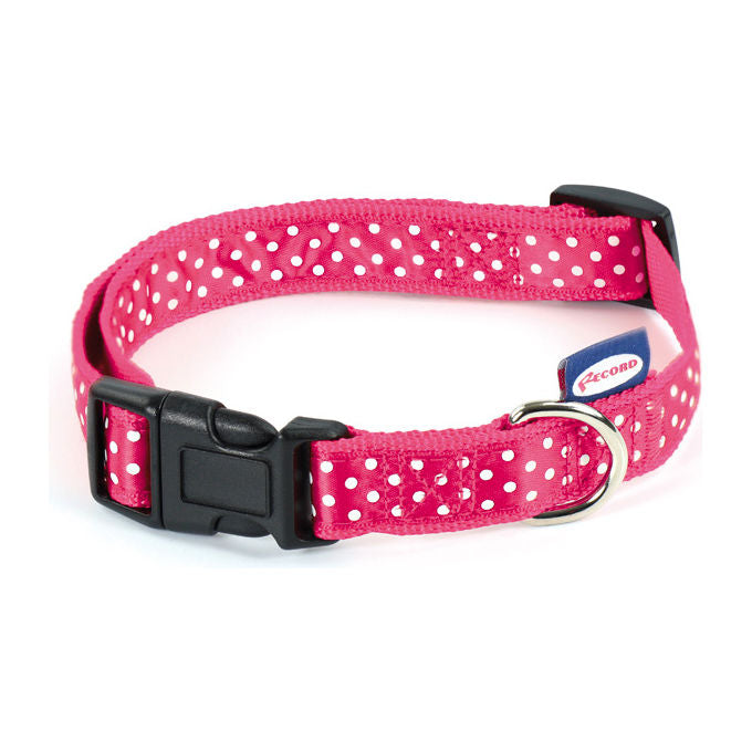 Record Collare per cane Nylon linea Pois S - 1,6 cm-Circonferenza 30-45 cm Rosa