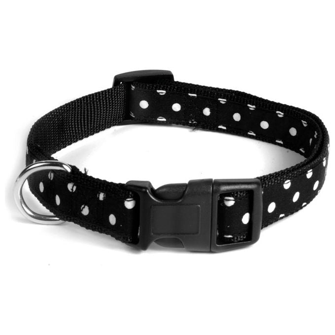 Record Collare per cane Nylon linea Pois M - 1,9 cm-Circonferenza 35-50 cm Nero