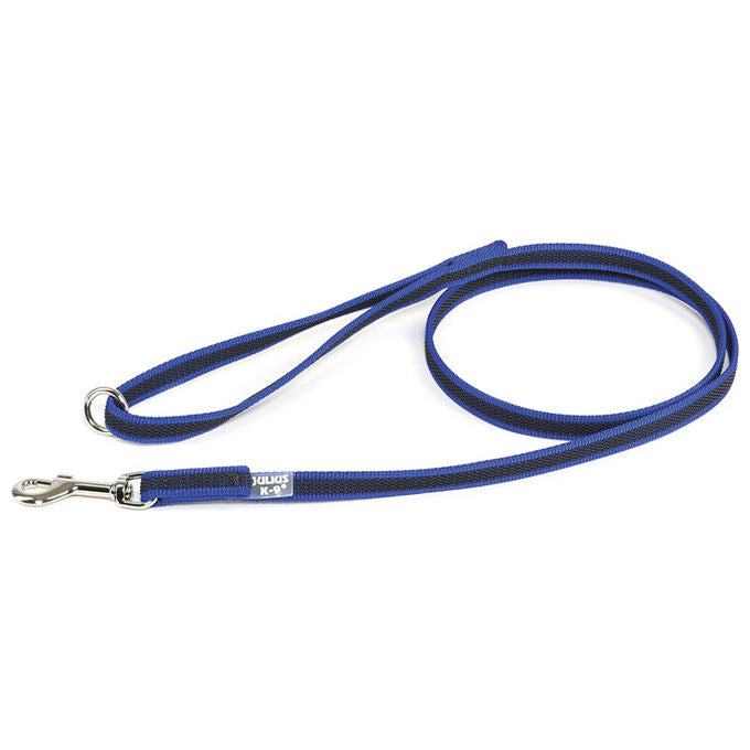 Julius-K9 Guinzaglio con maniglia e anello O Color e Gray Super-Grip S - 1,4 cm-Lunghezza 120 cm Blu