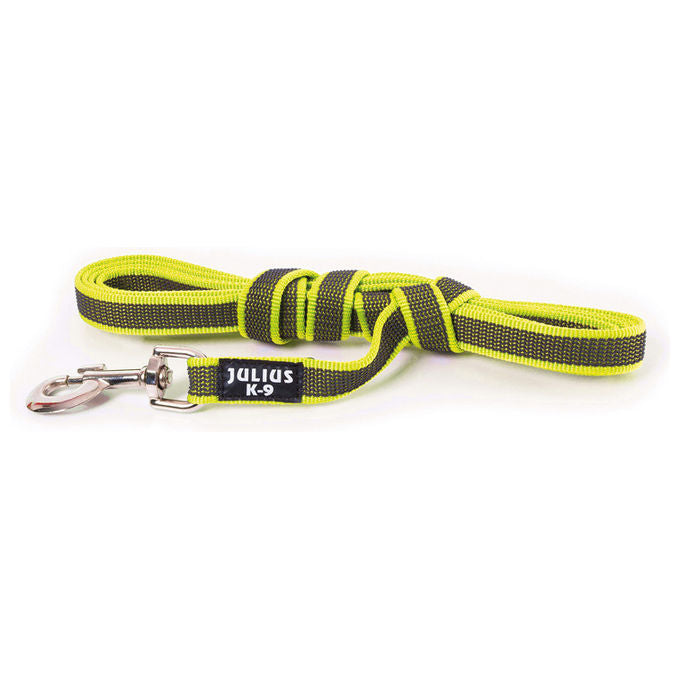 Julius-K9 Guinzaglio per cani con maniglia Color e Gray Super-Grip 1,4 x 2003005001000 cm M - 1,4 cm-Lunghezza 300 cm Giallo Fluo