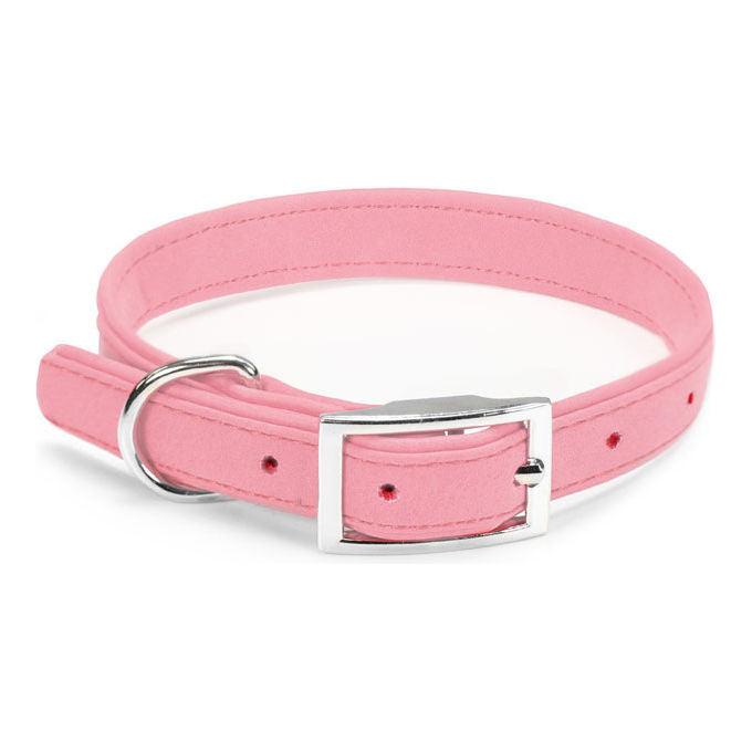 Record Collare per cani in similpelle scamosciata XS - 1,6 cm-Circonferenza 20-30 cm Rosa
