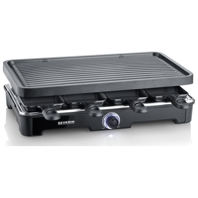 Severin RG9670 Griglia per Raclette 8 persone 1400 W con Piastre Rimovibili e Rivestimento Antiaderente colore Nero