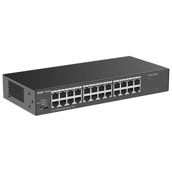 Ruijie Networks RG-ES124G-L Reyee Switch non gestito L2 24 porte Gigabit 10-100-1000 Mbps Fanless colore Nero