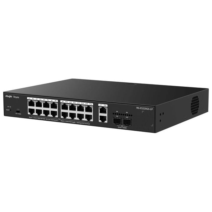 Ruijie Networks RG-ES220GS-LP Switch di Rete Gestito L2 18 Porte Gigabit Ethernet 2 Slot SFP Supporto PoE+ 130W colore Nero