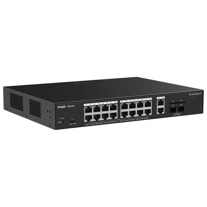 Ruijie Networks RG-ES220GS-LP Switch di Rete Gestito L2 18 Porte Gigabit Ethernet 2 Slot SFP Supporto PoE+ 130W colore Nero