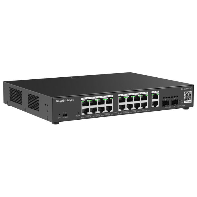 Ruijie Networks RG-ES220GS-P Switch di Rete Gestito L2 18 Porte Gigabit Ethernet 16 Porte PoE Power Budget 250W colore Nero