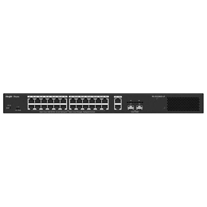 Ruijie RG-ES228GS-LP Switch 24 Porte PoE+ 250W 26 Porte Gigabit 2 SFP colore Nero