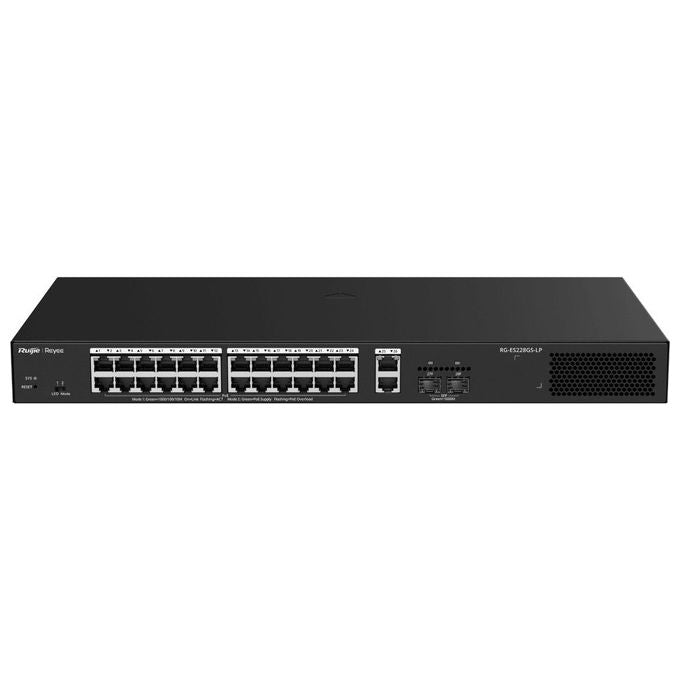 Ruijie RG-ES228GS-LP Switch 24 Porte PoE+ 250W 26 Porte Gigabit 2 SFP colore Nero
