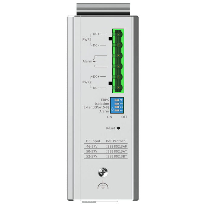 Ruijie RG-NIS2100-8GT2SFP-HP Switch Industriale Gestito L2 8 Porte Gigabit RJ45 2 SFP PoE+ PoE++ IP40 Montabile DIN colore Nero Acciaio inox