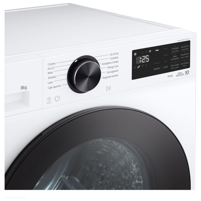 LG RHX7010TLB Serie 700 Asciugatrice Pompa di Calore 10 Kg Classe C Dual Inverter AI Dry Wi-Fi (60x85x66 cm) colore Bianco