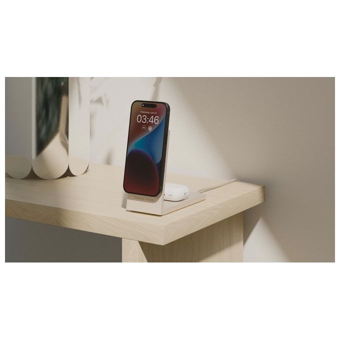 Native Union RS-2IN1-SAN Rise Caricabatteria Wireless 2-in-1 Qi2 15W compatibile con MagSafe colore Piaskoso
