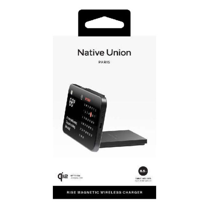 Native Union RS-SL-BLK Rise Solo Caricabatterie Wireless 15W compatibile con Qi2 iPhone 12-16 colore Nero