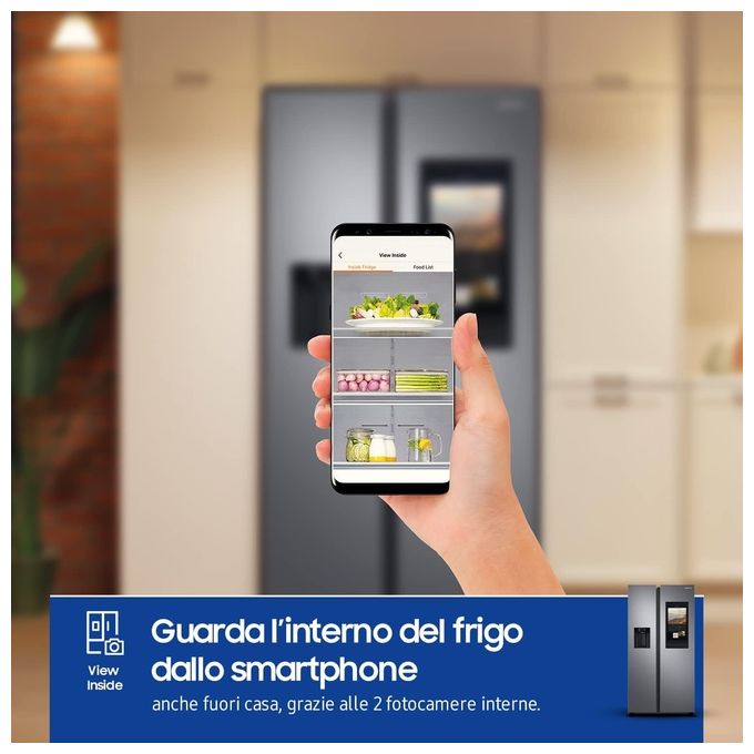 Samsung RS6HA8880S9 Family Hub Frigorifero Side by Side Capacita' 614 Litri Classe energetica F No Frost Display Touch HD Wi-Fi - Bluetooth 178 cm Metal Inox