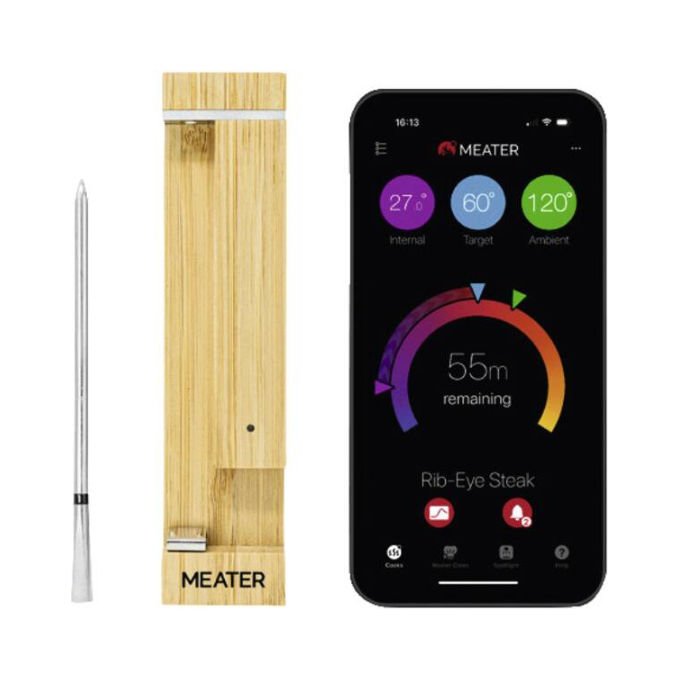 MEATER, Termometro per cibo digitale, Precisione 0.3°C, Wi-Fi, Nero e Acciaio inox