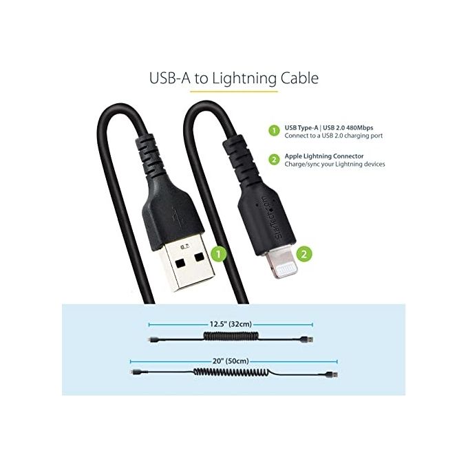 Startech.com Cavo Lightning a Usb-a da 50cm Certificato Mfi Nero