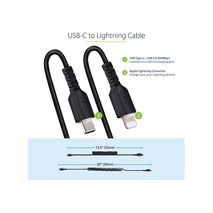 StarTech.com Cavo Usb-C a Lightning da 50cm Certificato Mfi Nero
