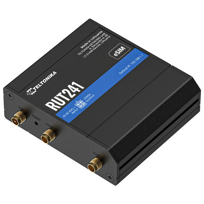 Teltonika RUT241200000 RUT241 Router di rete cellulare LTE CAT 4 2 SIM MiniSIM + eSIM Wi-Fi 4 (802.11n) 2 LAN Fast Ethernet colore Nero