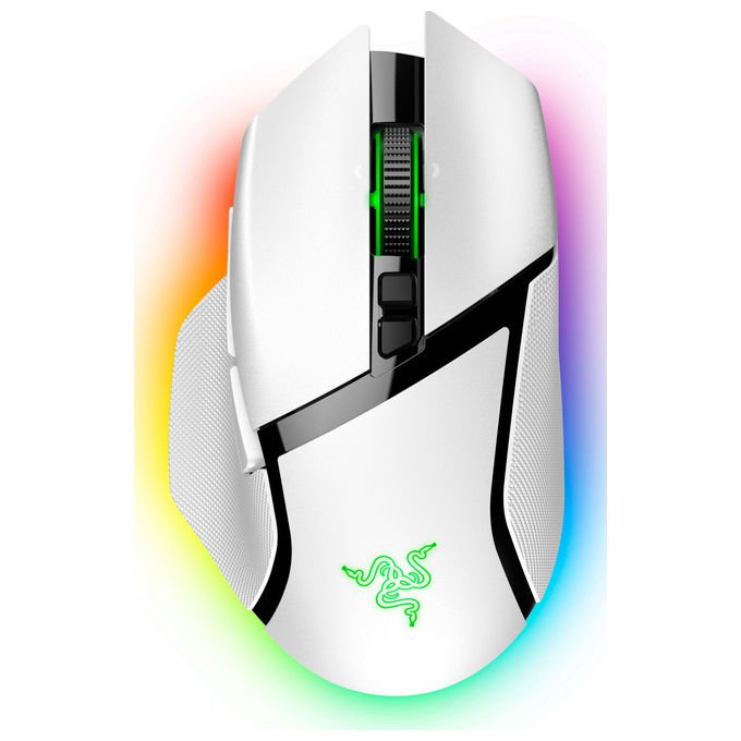 Razer 8886419333937 Basilisk V3 Pro Mouse da Gioco Wireless Bluetooth USB Type-C Sensore Ottico 30000 DPI Illuminazione RGB Chroma 11 Pulsanti Durata 90 Milioni di Clic colore Bianco