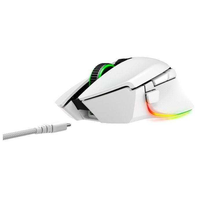 Razer 8886419333937 Basilisk V3 Pro Mouse da Gioco Wireless Bluetooth USB Type-C Sensore Ottico 30000 DPI Illuminazione RGB Chroma 11 Pulsanti Durata 90 Milioni di Clic colore Bianco