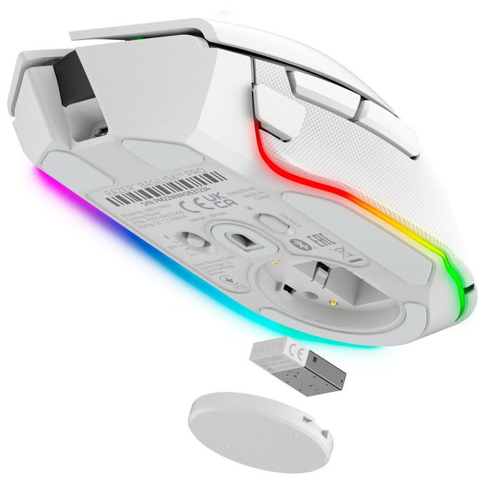 Razer 8886419333937 Basilisk V3 Pro Mouse da Gioco Wireless Bluetooth USB Type-C Sensore Ottico 30000 DPI Illuminazione RGB Chroma 11 Pulsanti Durata 90 Milioni di Clic colore Bianco
