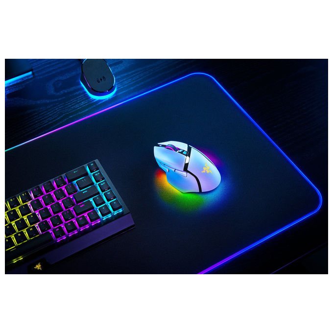Razer 8886419333937 Basilisk V3 Pro Mouse da Gioco Wireless Bluetooth USB Type-C Sensore Ottico 30000 DPI Illuminazione RGB Chroma 11 Pulsanti Durata 90 Milioni di Clic colore Bianco