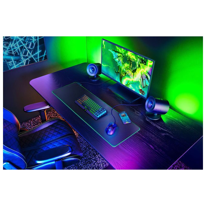 Razer RZ05-04750100-R3G1 Nommo V2 Altoparlante 2.1 Canali con Bluetooth 5.3 USB Tipo-C e Illuminazione Razer Chroma RGB colore Nero