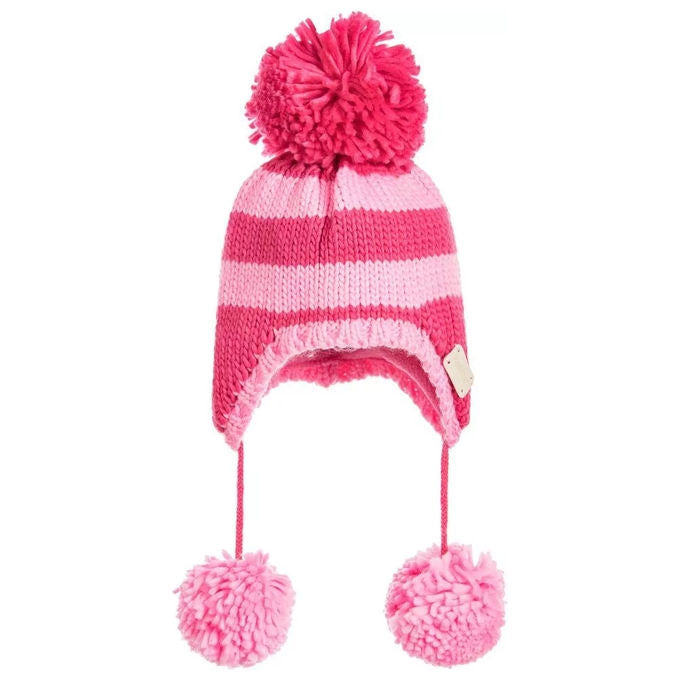 Blade and Rose – Cappello Rosa a Righe con Ponpon, Cotone Morbido e Caldo, Taglia S 0-12 Mesi