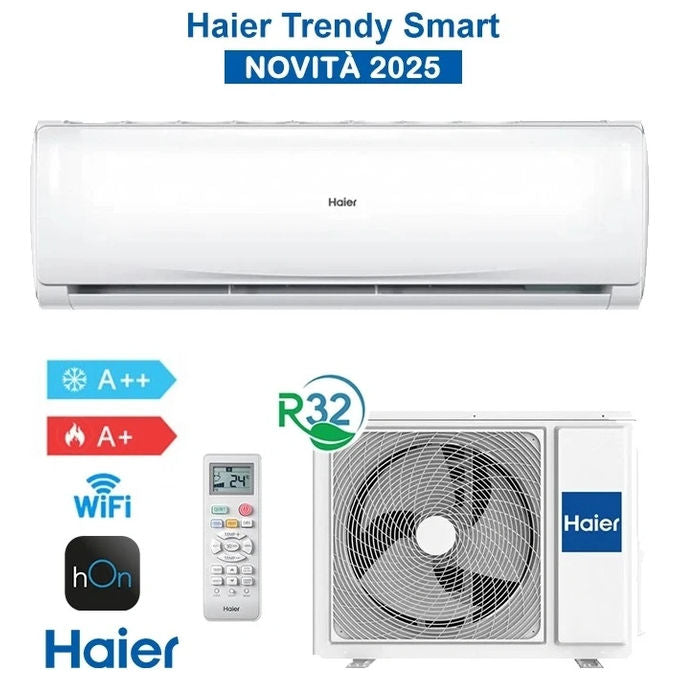Haier Trendy KIT_ H1U12TAB CLimatizzatore Mono Split 12000 BTU Classe A++-A+ R32 Wifi Bianco