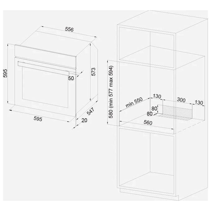 Silverline BO6503X03 Forno Elettrico Ventilato da Incasso Multifunzione con Grill Capacita' 72 Litri Classe a Larghezza 60 cm Cottura 3D Pulizia a Vapore colore Inox