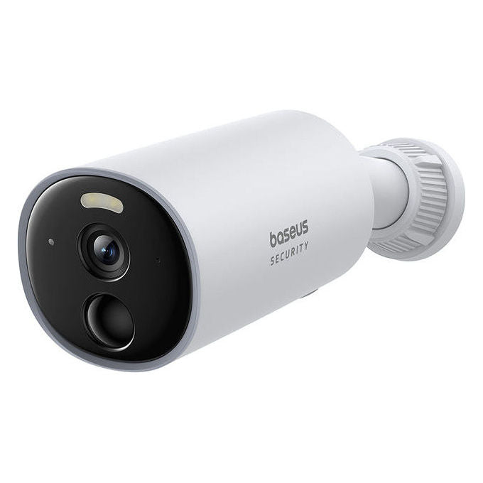 Baseus S0SV002130 Security B1 Telecamera da Esterno 2K Risoluzione 2304 x 1296 Campo Visivo 145° Batteria 7800 mAh Visione Notturna a Colori Resistenza IP67 colore Bianco
