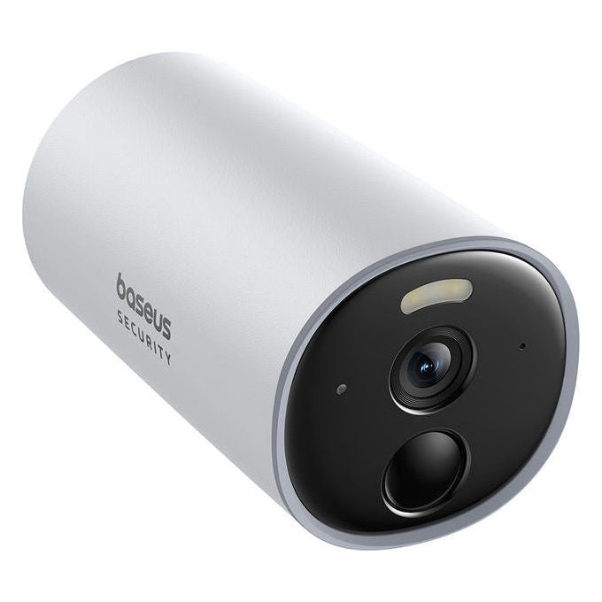 Baseus S0SV002130 Security B1 Telecamera da Esterno 2K Risoluzione 2304 x 1296 Campo Visivo 145° Batteria 7800 mAh Visione Notturna a Colori Resistenza IP67 colore Bianco